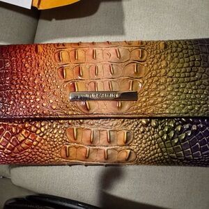 Elegant MulticolorCrocodile-Embosed Gold, green, maroon outside; purple inside.